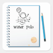 Water Polo Doodle Sketch Hand-getrokken watersport Vierkante Sticker (Voorkant)