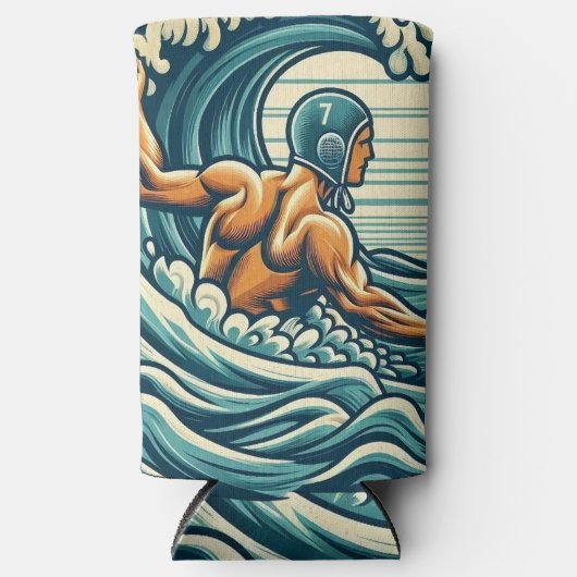Water-polo Player Drinks Can / Bottle Cooler (Voorkant)