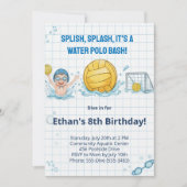 Water Polo Pool Party Boy Birthday Invitation Kaart (Voorkant)