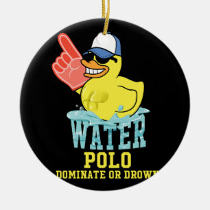Water Polo Rubber Duck Domineren of Verdrinken op Keramisch Ornament