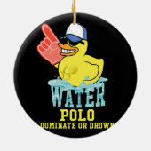 Water Polo Rubber Duck Domineren of Verdrinken op  Keramisch Ornament (Achterkant)