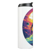 Water Polo Speler Kleurrijke Waterpolo Thermosbeker (Gedraaid links)