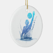 Water Polo  sporter met bal Keramisch Ornament (Rechts)