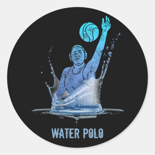 Water Polo  sporter met bal Ronde Sticker (Voorkant)