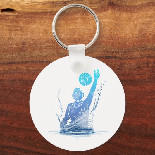 Water Polo sporter met bal Sleutelhanger (Voorkant)