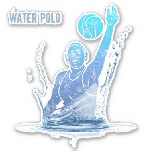 Water Polo sporter met bal Sticker (Voorkant)