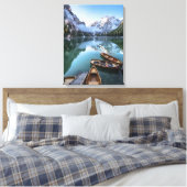 Water Pragser Wildsee Dolomieten Italy Canvas Afdruk (Insitu (Slaapkamer))