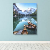 Water Pragser Wildsee Dolomieten Italy Canvas Afdruk (Insitu (Houten vloer))