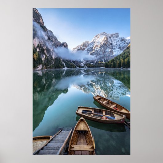 Water Pragser Wildsee Dolomieten Italy Poster (Voorkant)