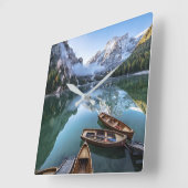 Water Pragser Wildsee Dolomieten Italy Vierkante Klok (Hoek)