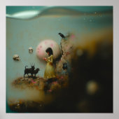 Water Priestess Raven Witchy AI Art Matte Value Poster (Voorkant)