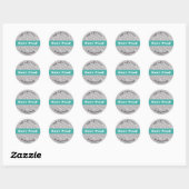 Water Proof, DIY 3 Text Lines & Photo, Teal Ronde Sticker (Vel)