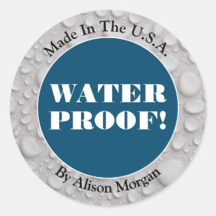 Water Proof in witte Petten, Ocean Blue, jouw foto Ronde Sticker