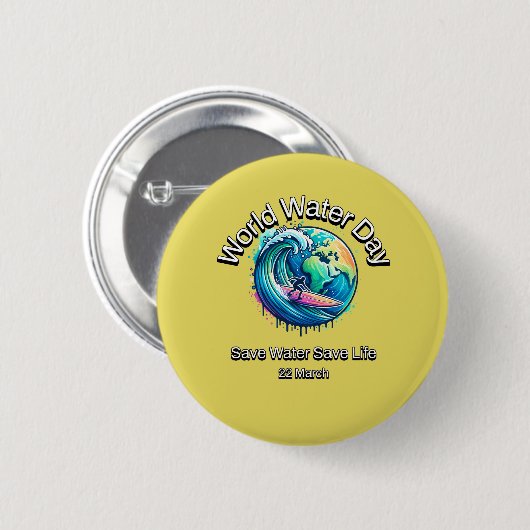 Water redden, leven redden. Wereldwaterdag. Ronde Button 5,7 Cm (Voorkant /achterkant)