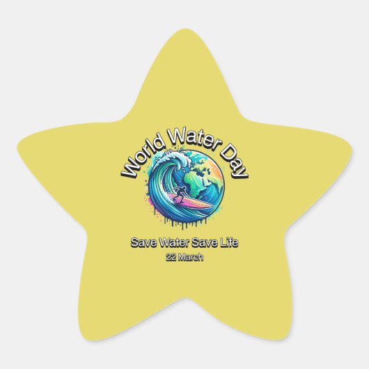 Water redden, leven redden. Wereldwaterdag. Ster Sticker (Voorkant)