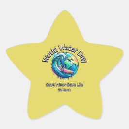 Water redden, leven redden. Wereldwaterdag. Ster Sticker