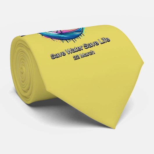 Water redden, leven redden. Wereldwaterdag. Stropdas (Opgerold)