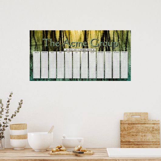 Water reflecteert Aangepaste speciale dagen kalend Poster (Keuken)