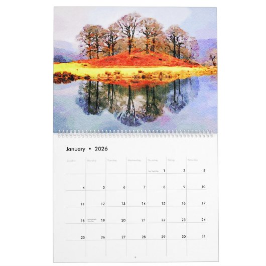 Water Reflections Watercolour Art Lake District Kalender (Jan 2026)