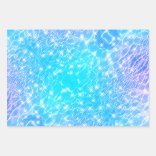 Water rimpelt blauwe watertextuur koele moderne ch inpakpapier vel (Voorkant 2)