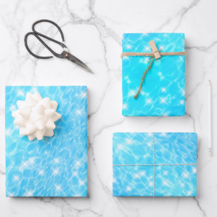 Water rimpelt blauwe watertextuur koele moderne ch inpakpapier vel