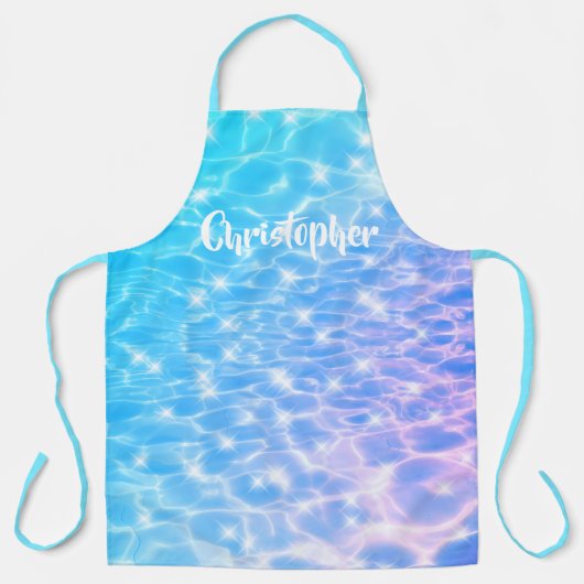 Water rimpelt watertextuur moderne aangepaste naam schort (Voorkant)