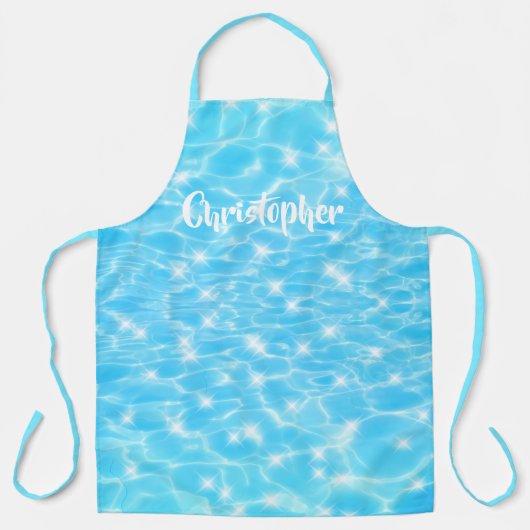 Water rimpelt watertextuur moderne aangepaste naam schort (Voorkant)