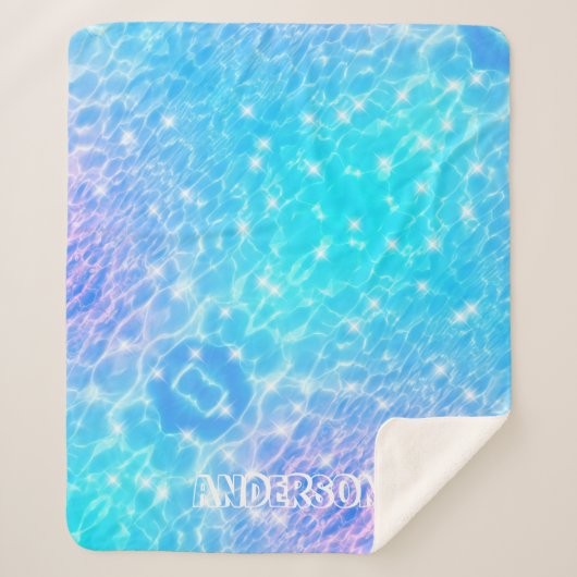 Water rimpelt watertextuur moderne douanenaam sherpa deken (Voorkant)