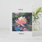 Water roze lillie feestdagenkaart (Staand voorkant)