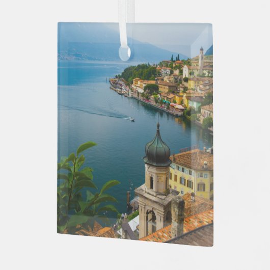 Water San Benedetto Church Lake Garda, Italië Glas Ornament (Voorkant links)