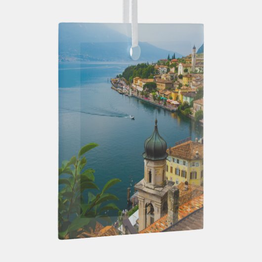 Water San Benedetto Church Lake Garda, Italië Glas Ornament (Voorkant Rechts)
