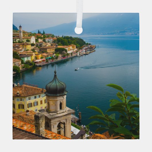 Water San Benedetto Church Lake Garda, Italië Glas Ornament (Achterkant)