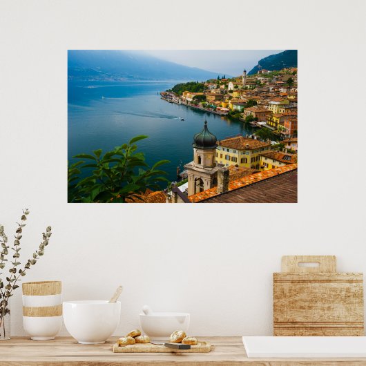 Water San Benedetto Church Lake Garda, Italië Poster (Keuken)