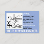 Water Services Engineer Cartoon Visitekaartje (Voorkant)
