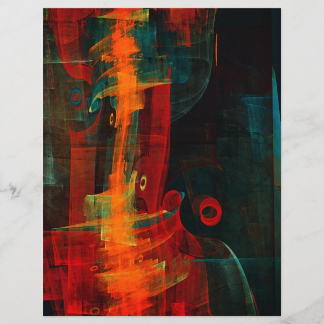 Water Sinaasappel Rood Blauw Modern Abstract Kunst (Voorkant)