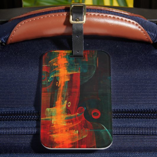 Water Sinaasappel Rood Blauw Modern Abstract Kunst Bagagelabel (Voorkant Insitu 2)