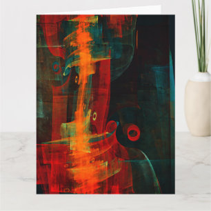 Water Sinaasappel Rood Blauw Modern Abstract Kunst Bedankkaart