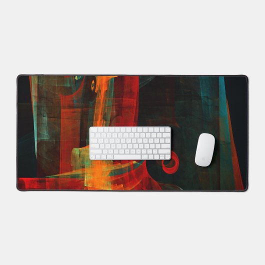 Water Sinaasappel Rood Blauw Modern Abstract Kunst Bureaumat (Keyboard & Muis)