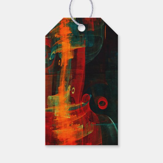 Water Sinaasappel Rood Blauw Modern Abstract Kunst Cadeaulabel (Voorkant)