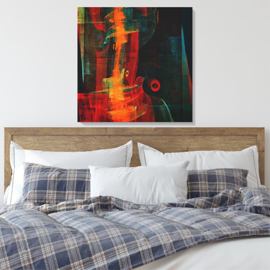 Water Sinaasappel Rood Blauw Modern Abstract Kunst Canvas Afdruk (Insitu (Slaapkamer))