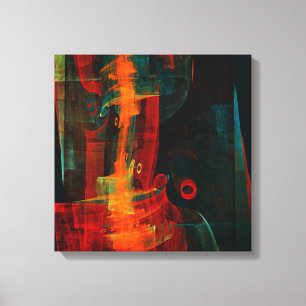 Water Sinaasappel Rood Blauw Modern Abstract Kunst Canvas Afdruk