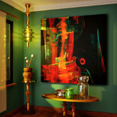 Water Sinaasappel Rood Blauw Modern Abstract Kunst Canvas Afdruk