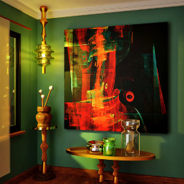 Water Sinaasappel Rood Blauw Modern Abstract Kunst Canvas Afdruk