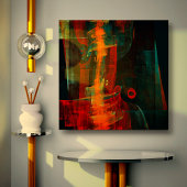 Water Sinaasappel Rood Blauw Modern Abstract Kunst Canvas Afdruk