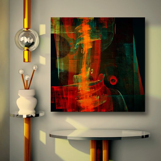 Water Sinaasappel Rood Blauw Modern Abstract Kunst Canvas Afdruk