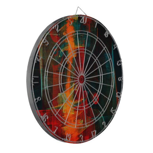 Water Sinaasappel Rood Blauw Modern Abstract Kunst Dartbord (Voorkant Links)