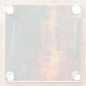 Water Sinaasappel Rood Blauw Modern Abstract Kunst Glazen Onderzetter (Achterkant)