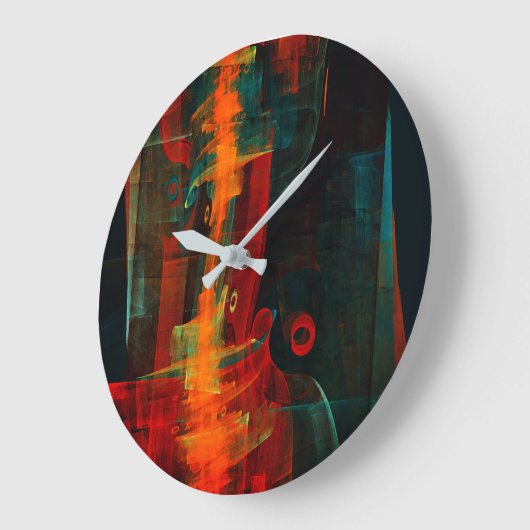 Water Sinaasappel Rood Blauw Modern Abstract Kunst Grote Klok (Hoek)