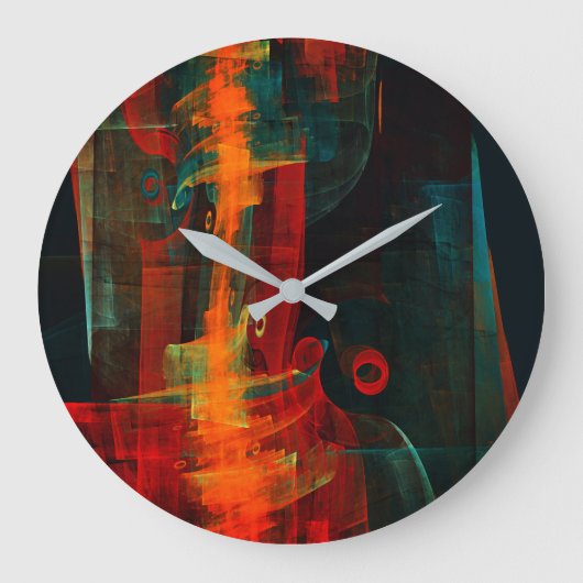 Water Sinaasappel Rood Blauw Modern Abstract Kunst Grote Klok (Voorkant)