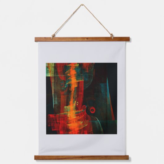 Water Sinaasappel Rood Blauw Modern Abstract Kunst Hangend Wandkleed (Voorkant)